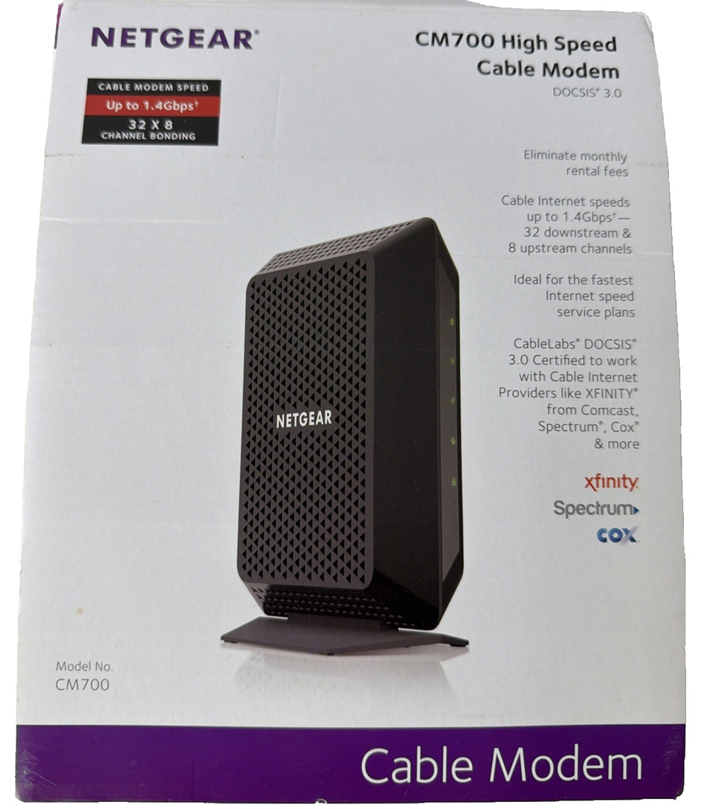 NETGEAR CM700-100NAS High Speed Cable Modem DOCSIS 3.0 up to 1.4Gbps